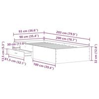 Bedframe met lades met lade Oud hout 90 x 200 cm Bewerkt hout - thumbnail