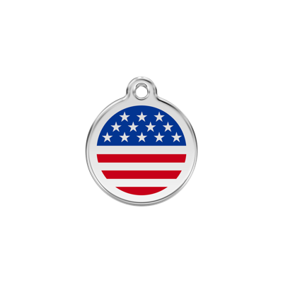 US Flag Navy roestvrijstalen hondenpenning small/klein dia. 2 cm RedDingo - Reddingo