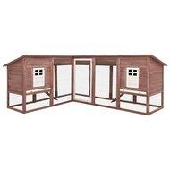 Konijnenhok voor buiten met ren massief vurenhout mokka en wit - thumbnail