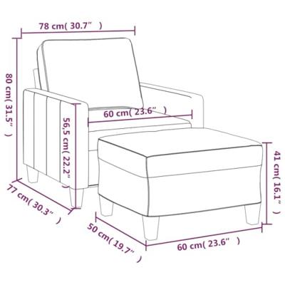 Fauteuil met voetenbank 60 cm stof donkergrijs