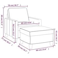 Fauteuil met voetenbank 60 cm stof donkergrijs - thumbnail