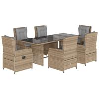 7-delige Tuinset met kussens poly rattan beige - thumbnail