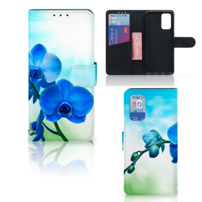 Samsung Galaxy A32 4G Hoesje Orchidee Blauw - Cadeau voor je Moeder Samsung Galaxy A32 4G Hoesje Orchidee Blauw - Cadeau voor je Moeder