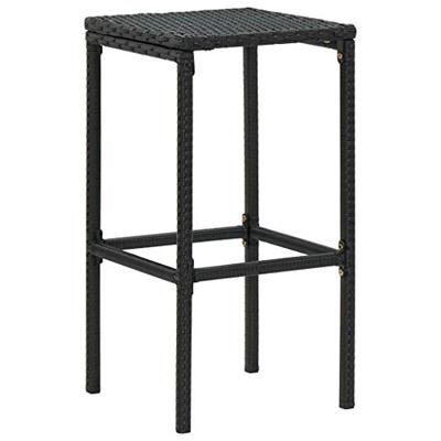 Barkrukken met kussens 4 st poly rattan zwart - thumbnail