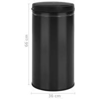 VidaXL Prullenbak met automatische sensor 60 l koolstofstaal zwart - thumbnail