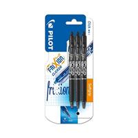 Rollerpen PILOT friXion clicker medium zwart blister à 3 stuks - thumbnail