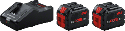 Bosch Blauw 2 x procore18v 12.0ah + 1 x gal 18v-160 | accuset - 1600a02t5w