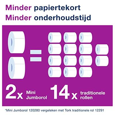 TORK Mini Jumbo Extra Mjukt 3-lager 110255 Toiletpapier Wit 12 stuk(s)