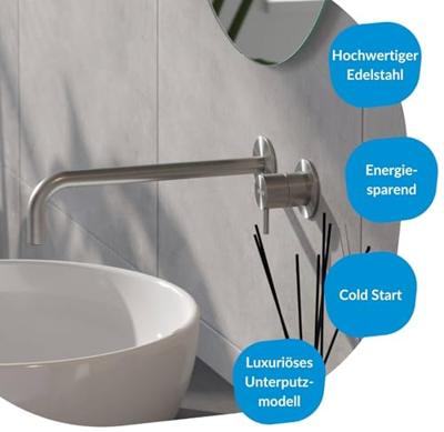 Qisani Flow wastafelkraan afbouwdeel met 250mm uitloop rvs geborsteld