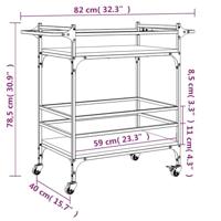 Keukentrolley 82x40x78,5 cm bewerkt hout bruin eikenkleurig - thumbnail
