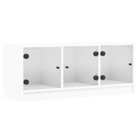 Tv-meubel met glazen deuren 102x37x42 cm wit - thumbnail