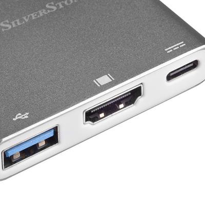 SilverStone SST-EP08C - Adapter USB 3.1 Type C naar HDMI 4K/USB Type C/USB Type A, koolstofgrijs