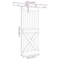 Schuifdeur met beslag 80x210 cm massief grenenhout - thumbnail