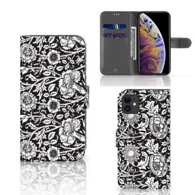 Apple iPhone 11 Hoesje Black Flowers Apple iPhone 11 Hoesje Black Flowers