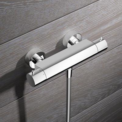 Hotbath Cobber thermostatische douchemengkraan met half duims doucheslang onderaansluiting mat wit B008WH