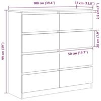 Dressoir 100x35x99 cm spaanplaat grijs sonoma - thumbnail