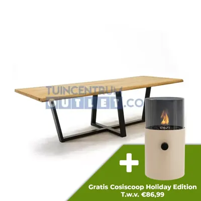Tuintafel Universo 260 x 100 CM Teak Zwart RVS Aluminium Tafel Buiten Tuin Vita Tuintafel Universo 260 x 100 CM Teak Zwart RVS Aluminium Tafel Buiten Tuin Vita