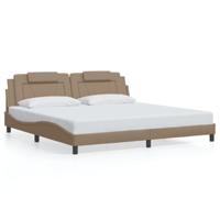 Bedframe met hoofdbord kunstleer cappuccinokleurig 200x200 cm - thumbnail