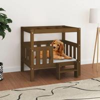 Hondenmand 75,5x63,5x70 cm massief grenenhout honingbruin - thumbnail