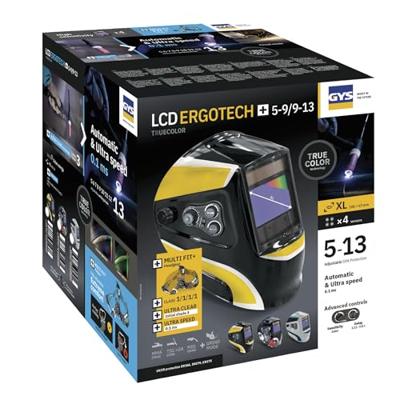 GYS lashelm "lcd ergotech+ 5-9/9-13 zwart true colour". welding helmet lcd ergotech