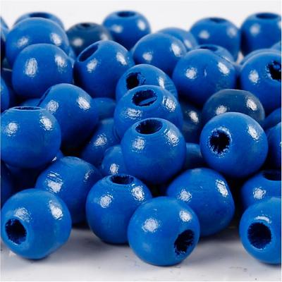 Creativ Company Houten kralen, d 12 mm, gatgrootte 3 mm, ca. 40 stuk, blauw, 22 gr/ 1 doos