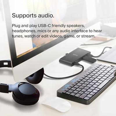 Belkin CONNECT USB-C®/4-poorts USB-C-hub, meerpoorts adapter met 4 USB-C 3.2 Gen2-poorten en 100 W PD met max. 10 Gbps High Speed gegevensoverdracht voor MacBook, iPad, Chromebook, PC en meer