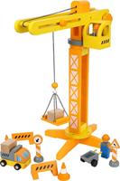 Small Foot - houten kraan bouwplaats met accessoires, 14dlg. - thumbnail
