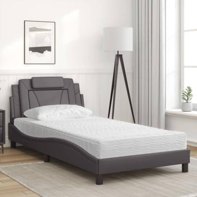 Bed met matras kunstleer grijs 120x200 cm