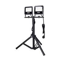 EDM LED Bouwlampen 2x30W op tripod statief 6400K IP65 zwart - 5017631 - thumbnail
