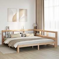 Bed met boekenkast zonder matras massief grenenhout 200x200 cm - thumbnail