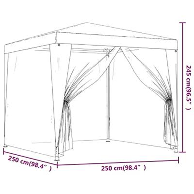 Partytent met 4 mesh zijwanden 2,5x2,5 m HDPE groen Partytent met 4 mesh zijwanden 2,5x2,5 m HDPE groen