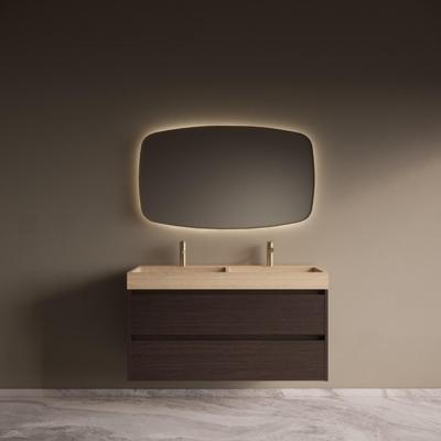 Badmeubelset Riga Travertin met Wastafel 120 cm Bruin Eiken Badmeubelset Riga Travertin met Wastafel 120 cm Bruin Eiken