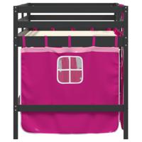 Kinderhoogslaper met gordijnen 80x200 cm grenenhout roze - thumbnail