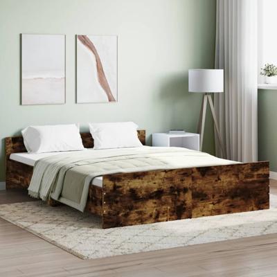 Bedframe met hoofd- en voeteneinde gerookt eiken 150x200 cm