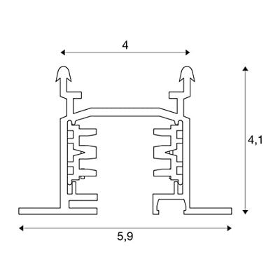 SLV 2 meter3-Fase Rail 2 meter inbouw wit - 1001531