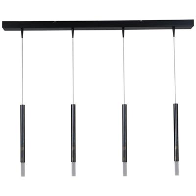 Masterlight Zwarte eettafel hanglampFlute 4-lichts design cilinders - 2591-66-100-4-DW