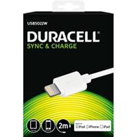 Duracell USB5022W MFI oplaadkabel en synchronisatiekabel, 2 m, compatibel met iPhone 5/iPhone SE/6/6 Plus/6S/6S Plus en iPad/iPad Mini - wit - thumbnail