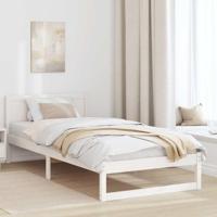 Bedframe met hoofdeinde Wit 90 x 200 cm Massief grenenhout - thumbnail