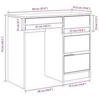 Bureau met lade met plank Wit 90 x 37,5 x 75 cm Bewerkt hout - thumbnail