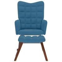 Schommelstoel met krukje fluweel blauw - thumbnail