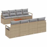 Tuinbankenset met kussen 9 pcs Beige poly rattan - thumbnail