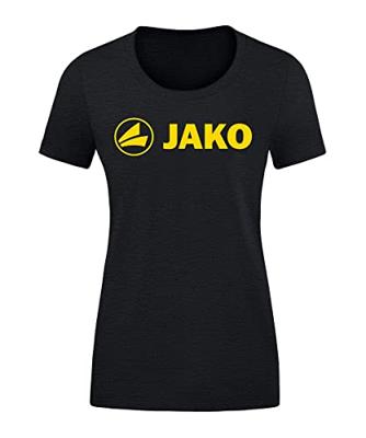 JAKO 6160D T-Shirt Promo Dames - Zwart Gemeleerd/Citroen - 34