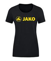 JAKO 6160D T-Shirt Promo Dames - Zwart Gemeleerd/Citroen - 34 - thumbnail