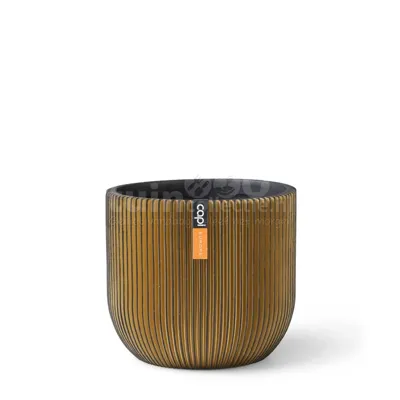 Capi Bloempot Pot Bol Groove Goud-Zwart Ø17cm Capi Bloempot Pot Bol Groove Goud-Zwart Ø17cm
