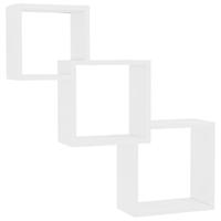 Wandschappen kubus 68x15x68 cm bewerkt hout wit - thumbnail