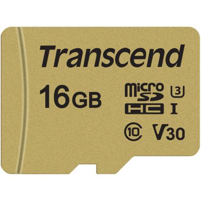 Transcend Premium 500S microSDHC-kaart 16 GB Class 10, UHS-I, UHS-Class 3, v30 Video Speed Class Incl. SD-adapter Transcend Premium 500S microSDHC-kaart 16 GB Class 10, UHS-I, UHS-Class 3, v30 Video Speed Class Incl. SD-adapter