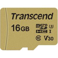 Transcend Premium 500S microSDHC-kaart 16 GB Class 10, UHS-I, UHS-Class 3, v30 Video Speed Class Incl. SD-adapter - thumbnail