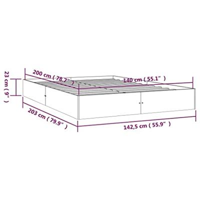 Bedframe massief hout wit 140x200 cm