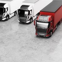 Fotobehang - Vrachtwagenpark, Truckers, 11 maten, premium print, inclusief behanglijm - thumbnail