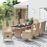 11-delige Tuinset met kussens poly rattan beige - thumbnail